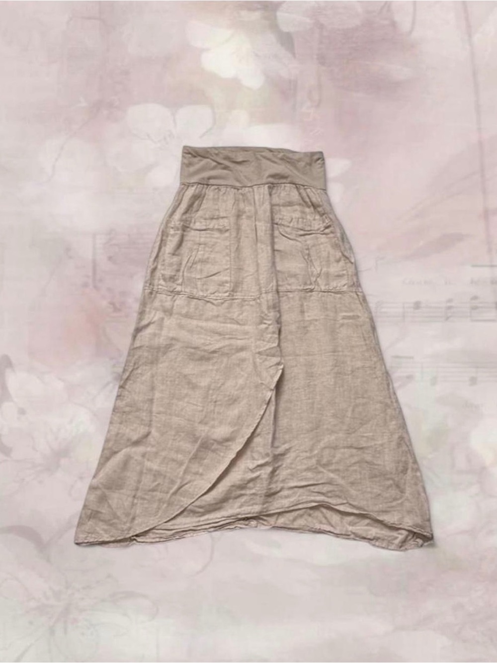 Shyloh Linen Blend Maxi Skirt in Beige